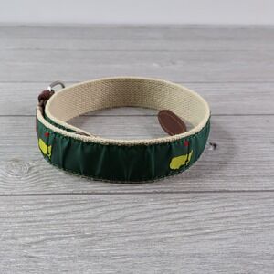 Masters Tournament Kids Golf Belt Green Ribbon Canvas Brown Leather Logo